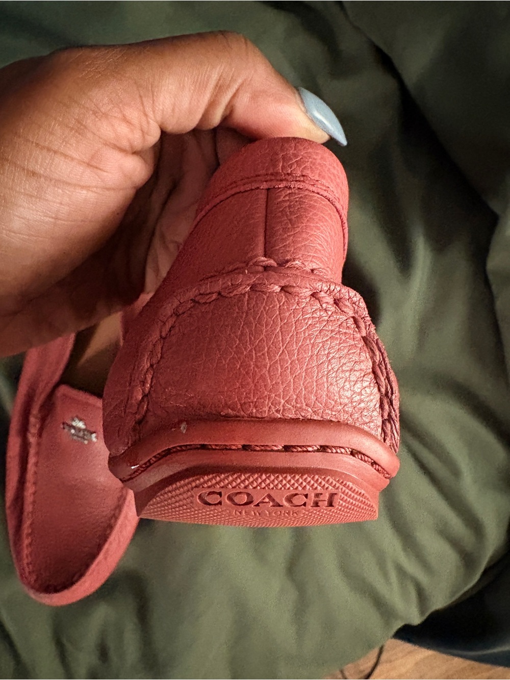 Coach Pink Pebbled Leather Slip-On Loafers - Picture 4 of 5